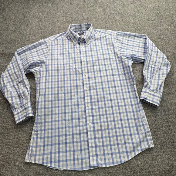 Izod Shirts Mens Large Regular Fit Button-Up ‎ Set Of 2 Blue Paid Tartan Preppy - Picture 7 of 16